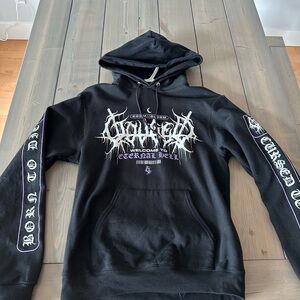 Gauged Champion Black Hoodie with White & Purple Graphic